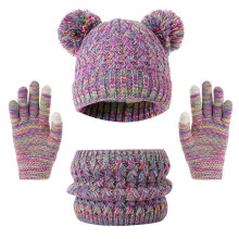 Kids Winter Beanie Hat Scarf Touchscreen Gloves Set, Fleece Lining Boys Girls Winter Hat Neck Warmer Gloves for 1-6 Years