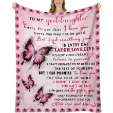 Guddotterfilt från Gudmor – Rosa fjärilsdesign, 150 x 130 cm, för födelsedag, jul, examen