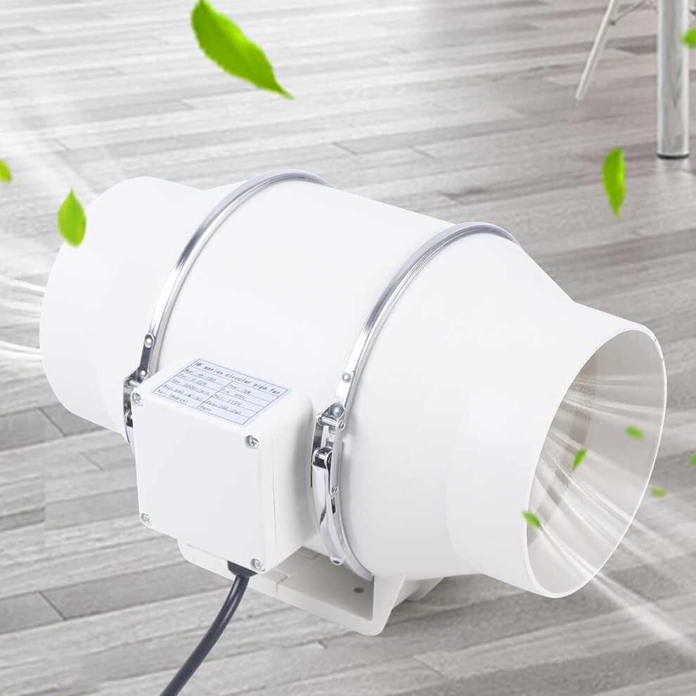6" Inline Duct Fan, 75W 318Cfm, Low-Noise Exhaust Fan With Quiet Copper Motor Â Compatible With Standard 6" Ducting 9181073243011