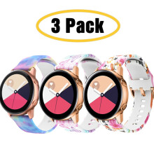 Zestaw 3 miękkich silikonowych pasków do zegarka Samsung Galaxy Watch Active2 (44 mm/40 mm), 42 mm, 20 mm – sportowe opaski na nadgarstek dla