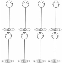 Lot de 20 porte-numéros de table de 22,2 cm de haut, porte-cartes de table, porte-photos, pinces à photos, support pour mémos et photos (argenté)