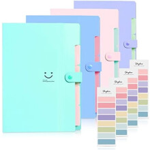 Expanderbara mappar med 5 fickor, 32 etiketter, bärbar dragspelsorganisatör för Letter/A4, 4-pack