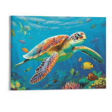 Sea Turtle Canvas Wall Art 20x16 in Ready to Hang
