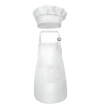 Kids Waterproof Cooking Apron Set with Pockets and Hat