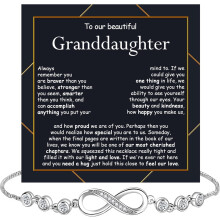 Granddaughter Infinity Heart Bracelet with Message Card & Box – Graduation, Christmas, Birthday Gift from Grandma/Grandpa