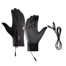 AWZXDE Unisex Winter USB -lämmitetyt käsineet - Tuulenpitävät lämpökäsineet pyöräilyyn lämmittämiseen ja mukavuuteen Musta, L