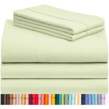 5-teiliges Bettwäscheset, 40 cm tiefe Taschen, umweltfreundlich, knitterfrei, kühlend, maschinenwaschbar, seidig weich – Salbeigrün, Split King