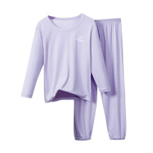 Kids Thermal Base Layer Set (Top & Pants), Round Neck, Long Sleeve, Purple, for Ages 4-15, Fall/Winter Cozy Soft Two-Piece Outfit