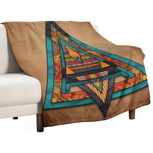Southwest abstract throw blanket red brown 40x50 inch