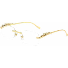 Lunettes de soleil rectangulaires sans monture pour femmes et hommes, style léopard, style rétro années 70-80.