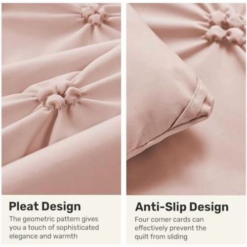 Blush Pink Queen-dynesæt med Pintuck-design 2