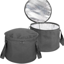 Lot de 2 sacs isothermes ronds pour plats à four, moules à tarte, isothermes pour le transport de plats froids, 32 cm (noir)