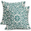 Μαξιλαροθήκες σε χρώμα γαλαζοπράσινο boho, 16x16", Vintage εκτύπωση λουλουδιών, λινά 1