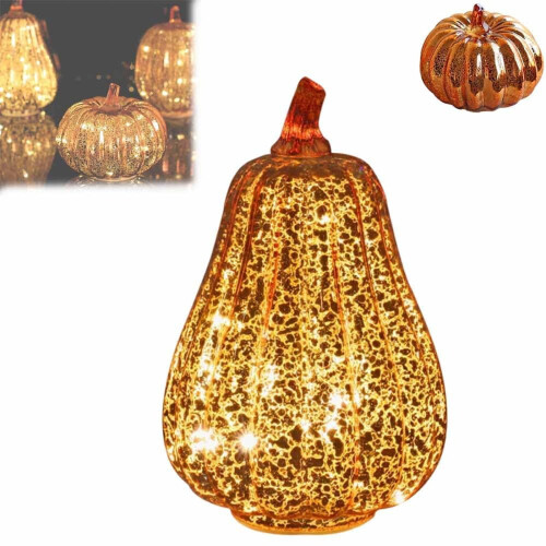 Crackled Glass Pumpkin Light – Battery Powered