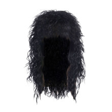 Lace-Front-Perücken aus Echthaar im Ausverkauf: Lange, lockige Herrenperücke im 80er-Jahre-Stil, schwarze Rock-Punk-Perücke, ideal für Kostüme,