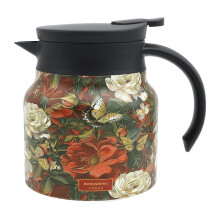 Stainless Steel Vintage Flower Tea Pot with Infuser, Detachable & Insulated, 800ml – Compatible with Home/Office