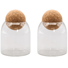 Salière et poivrière en verre transparent avec bouchon en chêne, lot de 2, transparentes
