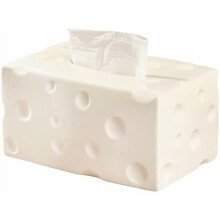 Couvercle de boîte à mouchoirs en céramique – Grand porte-mouchoirs rectangulaire en forme de fromage avec fond, décoratif pour chambre, salle