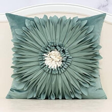 3D Flower Handmade Velvet Pillow Cover 18x18", Decorative Cushion with Hidden Zipper, Compatible with Standard Inserts