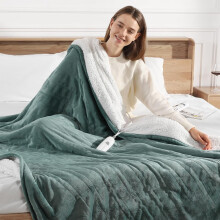 Twin Electric Blanket 62"x84", Heated Green, Ultra-Soft Flannel & Sherpa, 5 Heat Levels, 10H Timer, ETL Certified, Overheat Protection — Gifts for