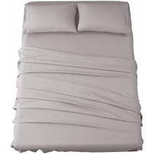 Bettwäsche aus superweicher Mikrofaser, 1800 Fäden pro Quadratzoll, 40 cm tiefe Taschen, 4-teilig, Queen-Size, Grau