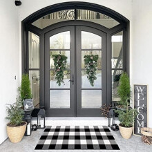 Cotton Buffalo Plaid Rug 27.5 x 43 in Black and White