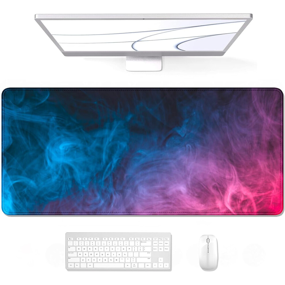 Xl Gaming Desk Pad 31.5"X11.8", Waterproof, Stitched Edges, Non-Slip, Colorful Smoke Design 9485826402794
