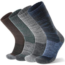 Merino Wool Hiking Socks, Full Cushion Thick Thermal Crew Socks for Men and Women, 4 Pairs