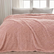Super Soft Queen Blanket Pink Premium Silky Flannel Fleece 3D Heart Checkered Lightweight Bed Blanket All Season Use (Pink Heart, Queen(90"x90"))