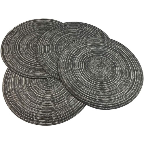 4 Pack Round Ramie Placemats 15 Inch