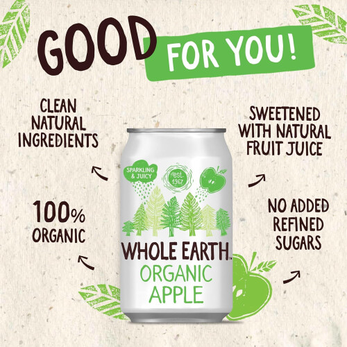 Whole Earth Refresco de Manzana, 24 x 330ml (Bio) 1