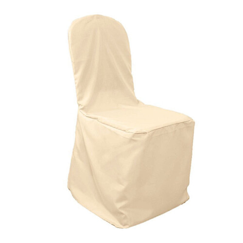 6 housses de chaises de banquet en polyester uni beige, linge de table pour réception 2