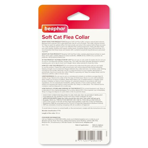 Beaphar Beaphar – Soft Flea Collar for Cats – Repels Fleas For up to 8 Weeks 1