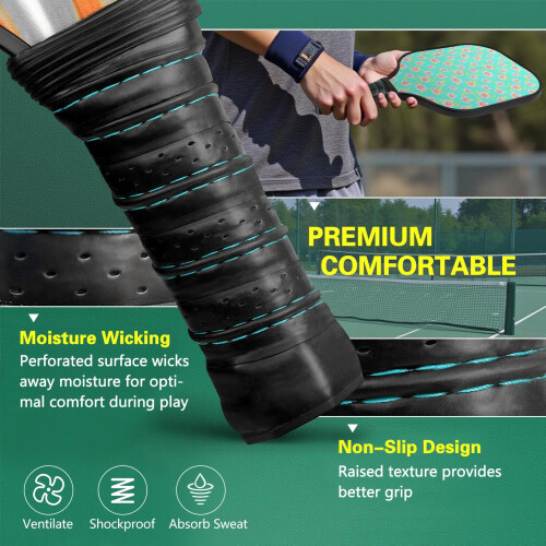 Σετ κουπιών Pickleball από fiberglass με λουλούδια, 2 μπάλες και τσάντα – Συμβατό με 2