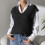 Women's solid-color loose V-neck sweater vest 2