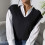 Women's solid-color loose V-neck sweater vest 4