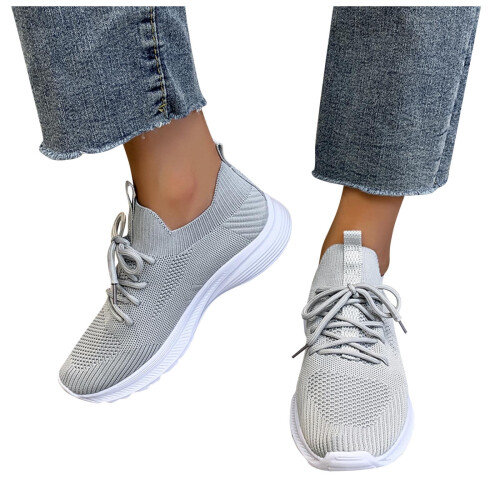 Leichte Damen-Sneaker aus Flyweave-Mesh, Grau, Größe 6 2