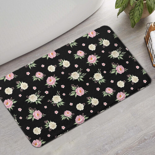 Χαλί μπάνιου Pioneer Flower Floral, αντιολισθητικό χαλάκι μικροϊνών με επένδυση από 1