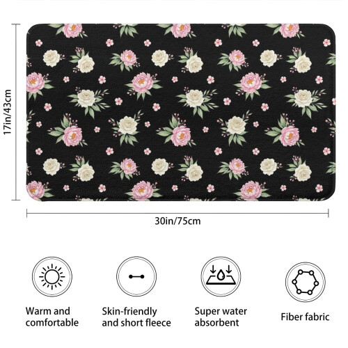 Χαλί μπάνιου Pioneer Flower Floral, αντιολισθητικό χαλάκι μικροϊνών με επένδυση από 2