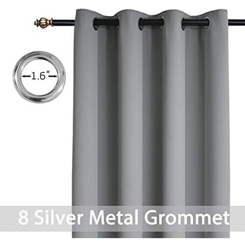Blackout Grommet Curtains 52x84 in Grey 2-Pack 1