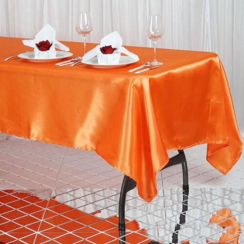 Nappe rectangulaire en satin orange 60" x 102" 1