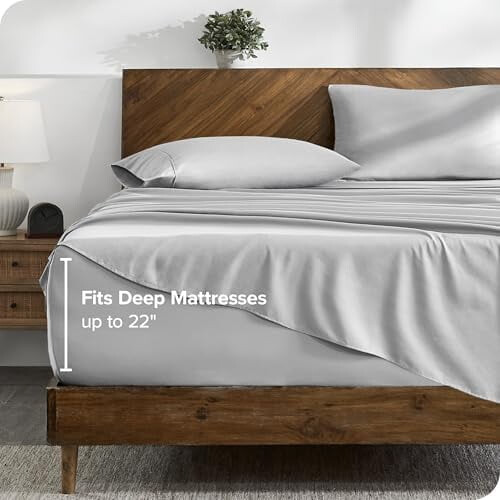Σετ σεντονιών Twin XL, βαθιές τσέπες 22", Luxury1800 Ultra-Soft Microfiber, 3 τεμαχίων, Cloud Grey – Συμβατό 2