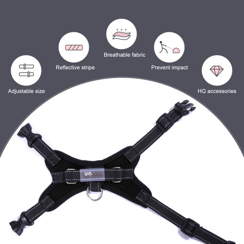 Dog Harness Mesh Breathable Comfortable Pet Vest No Pull Adjustable Soft Padded Dog Power Strap (S, Black) 1