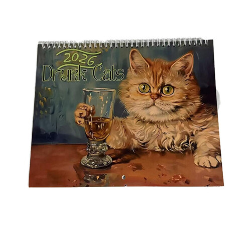 Ημερολόγιο τοίχου The Drunk Cats2026 – Διασκεδαστικό μηνιαίο δώρο για τους λάτρεις των 1