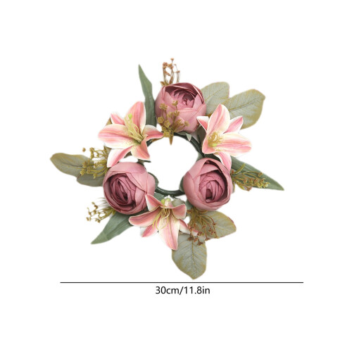 Lilje- og roselyskransdekorasjon 30 cm 2