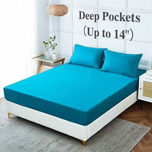 Σετ σεντόνια Queen Size, 4 τεμάχια Luxury1800Series από μικροΐνες, αντιρυτιδικά και 2