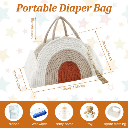 Ημερολόγιο Baby Diaper Caddy Organizer Καλάθι από Βαμβακερό Σχοινί Μεγάλες Τσάντες 1
