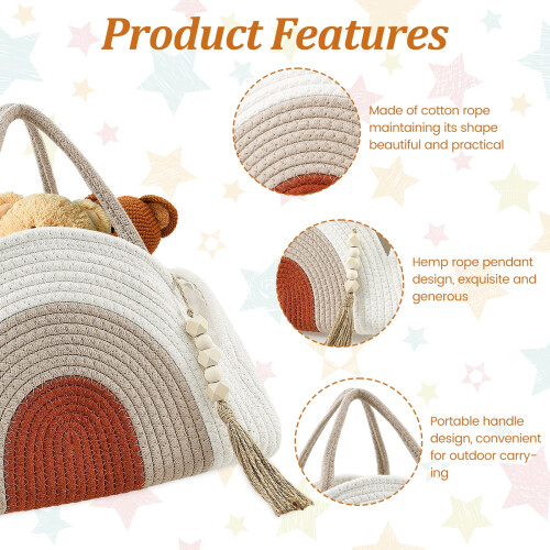 Ημερολόγιο Baby Diaper Caddy Organizer Καλάθι από Βαμβακερό Σχοινί Μεγάλες Τσάντες 2