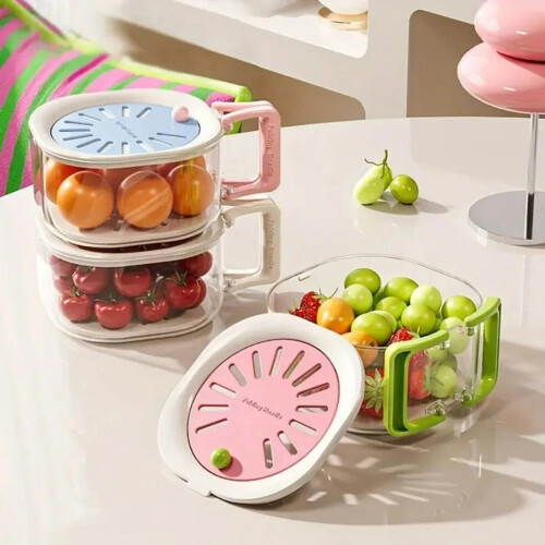 2-in-1 Salad Container with Strainer & Foldable Handle 2