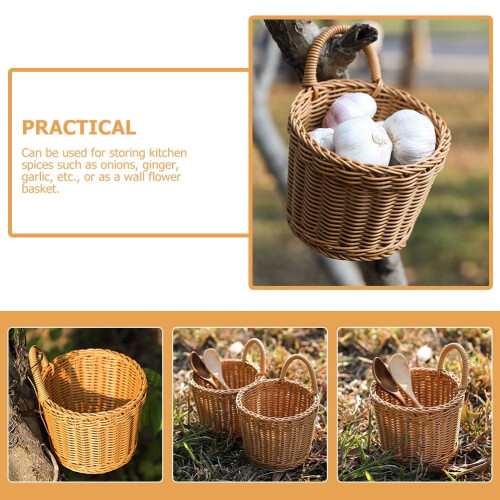 Kitchen Storage Hanging Basket Seagrass Veggies Wire Baskets Wicker Light Brown 1